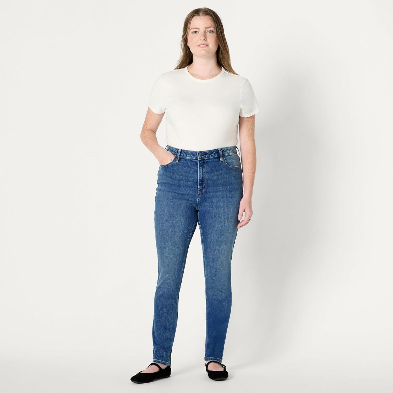 imageAmazon Essentials Womens High Stretch MidRise Skinny JeansMedium Blue