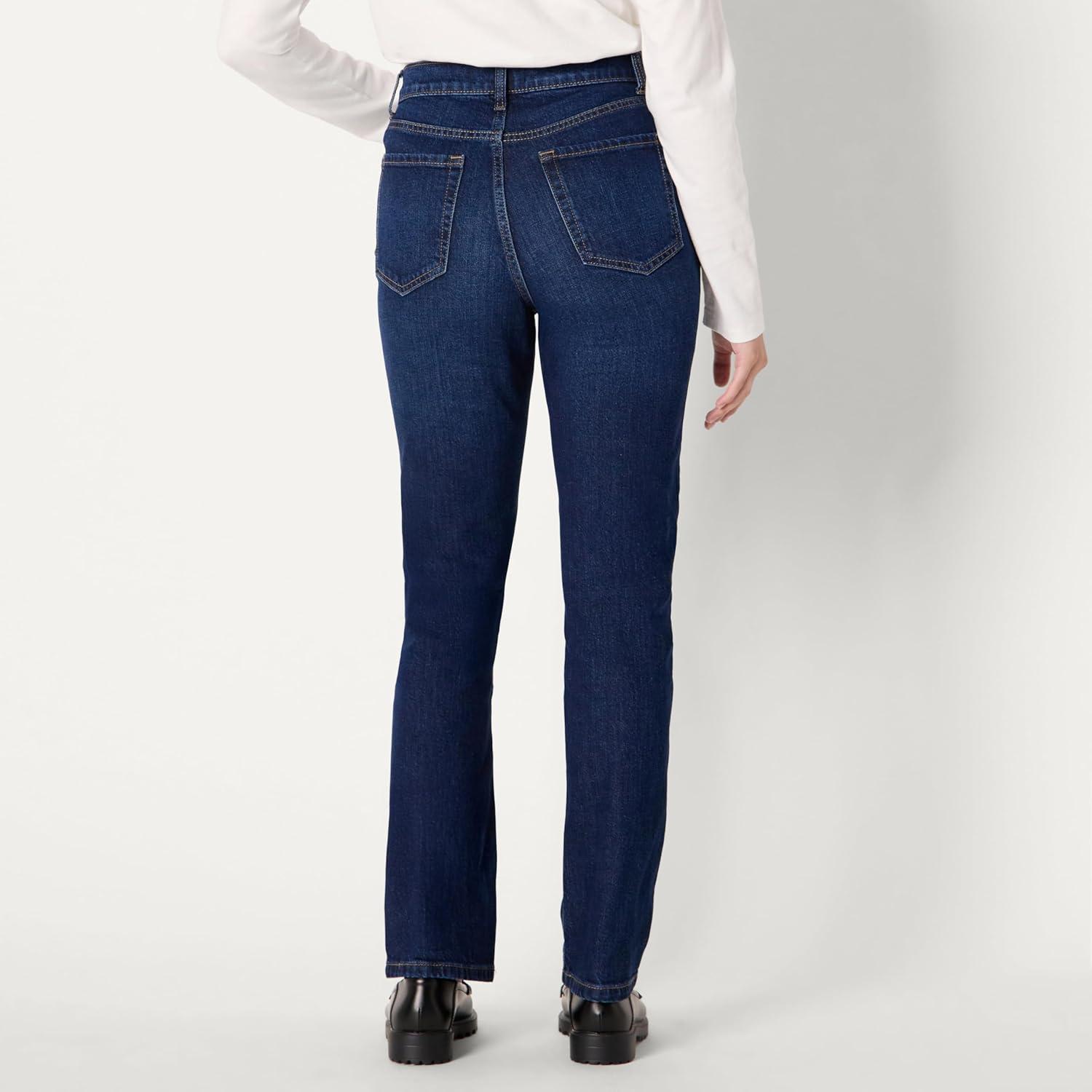 imageAmazon Essentials Womens HighRise Straight Leg JeanDark Shadow Wash