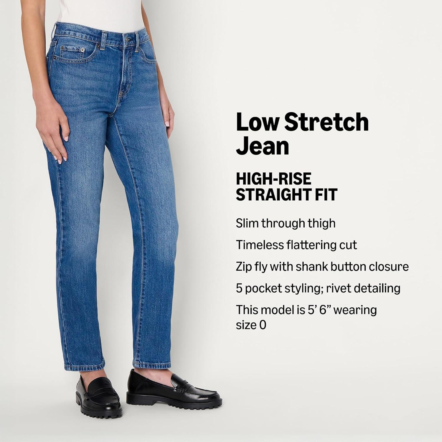 imageAmazon Essentials Womens HighRise Straight Leg JeanMedium Blue