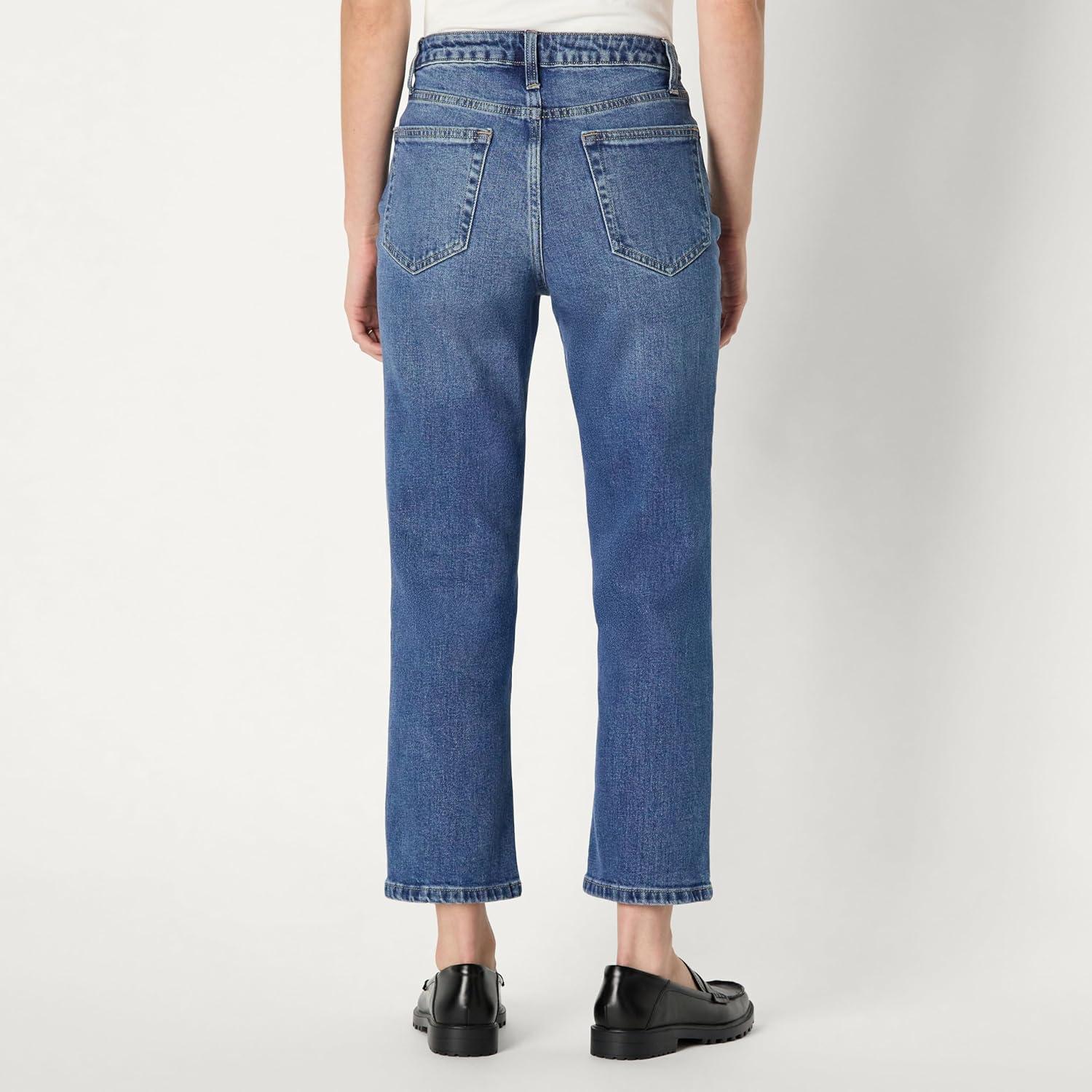 imageAmazon Essentials Womens HighRise Straight Leg JeanMedium Blue Vintage