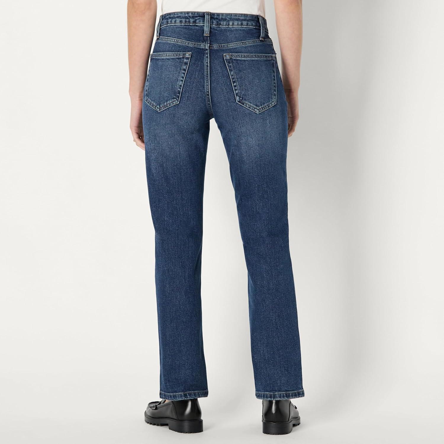 imageAmazon Essentials Womens HighRise Straight Leg JeanStone Dark Wash