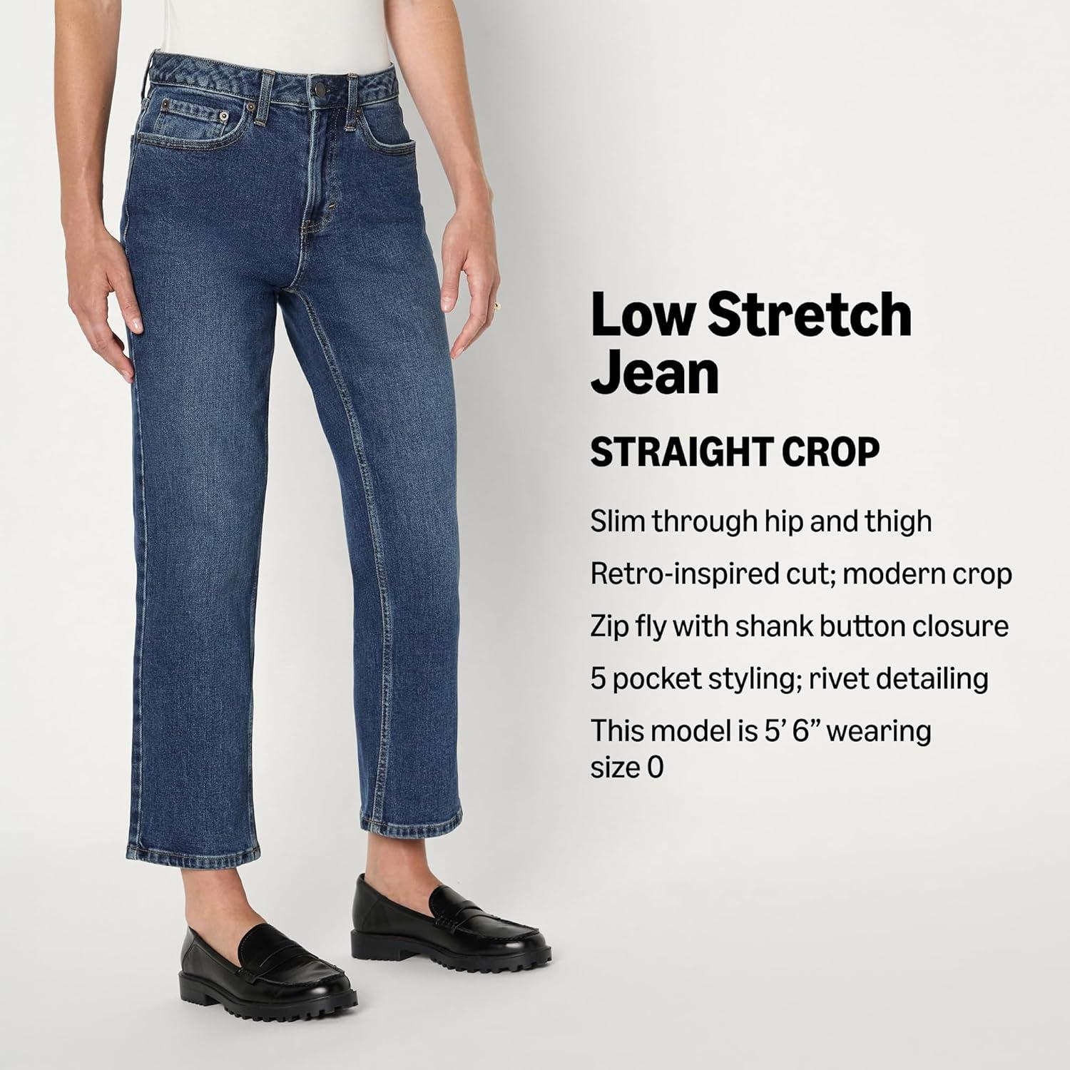 imageAmazon Essentials Womens HighRise Straight Leg JeanStone Dark Wash