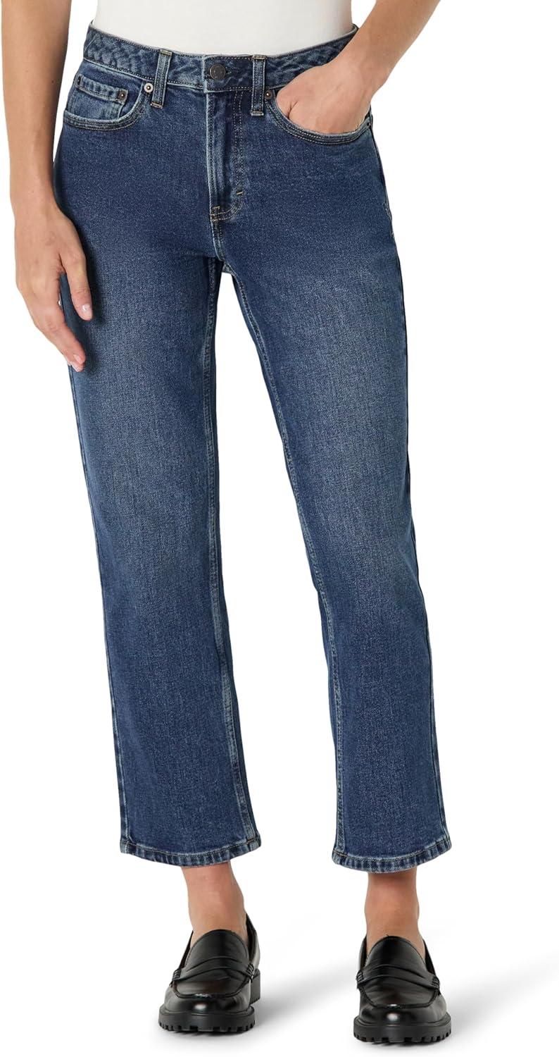 imageAmazon Essentials Womens HighRise Straight Leg JeanStone Dark Wash