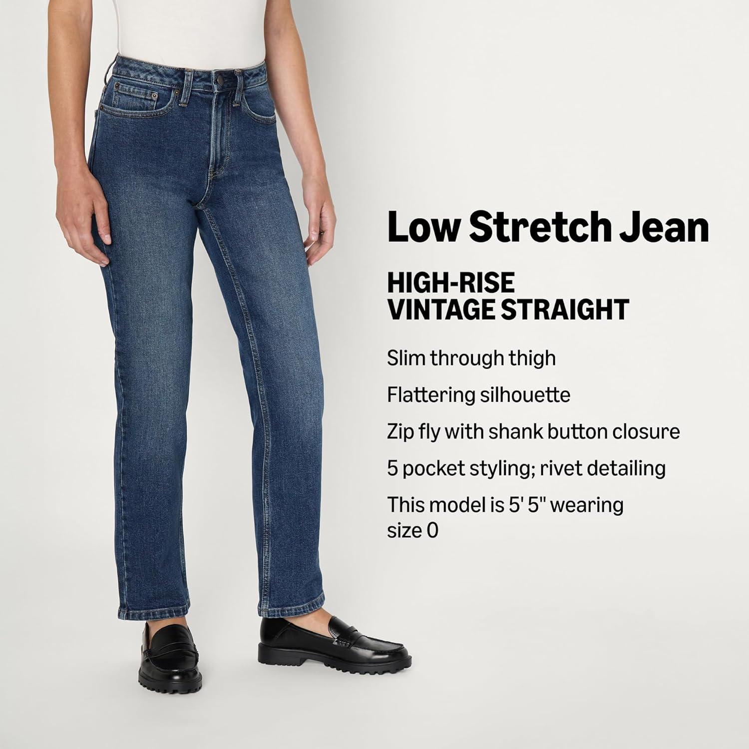 imageAmazon Essentials Womens HighRise Straight Leg JeanStone Dark Wash