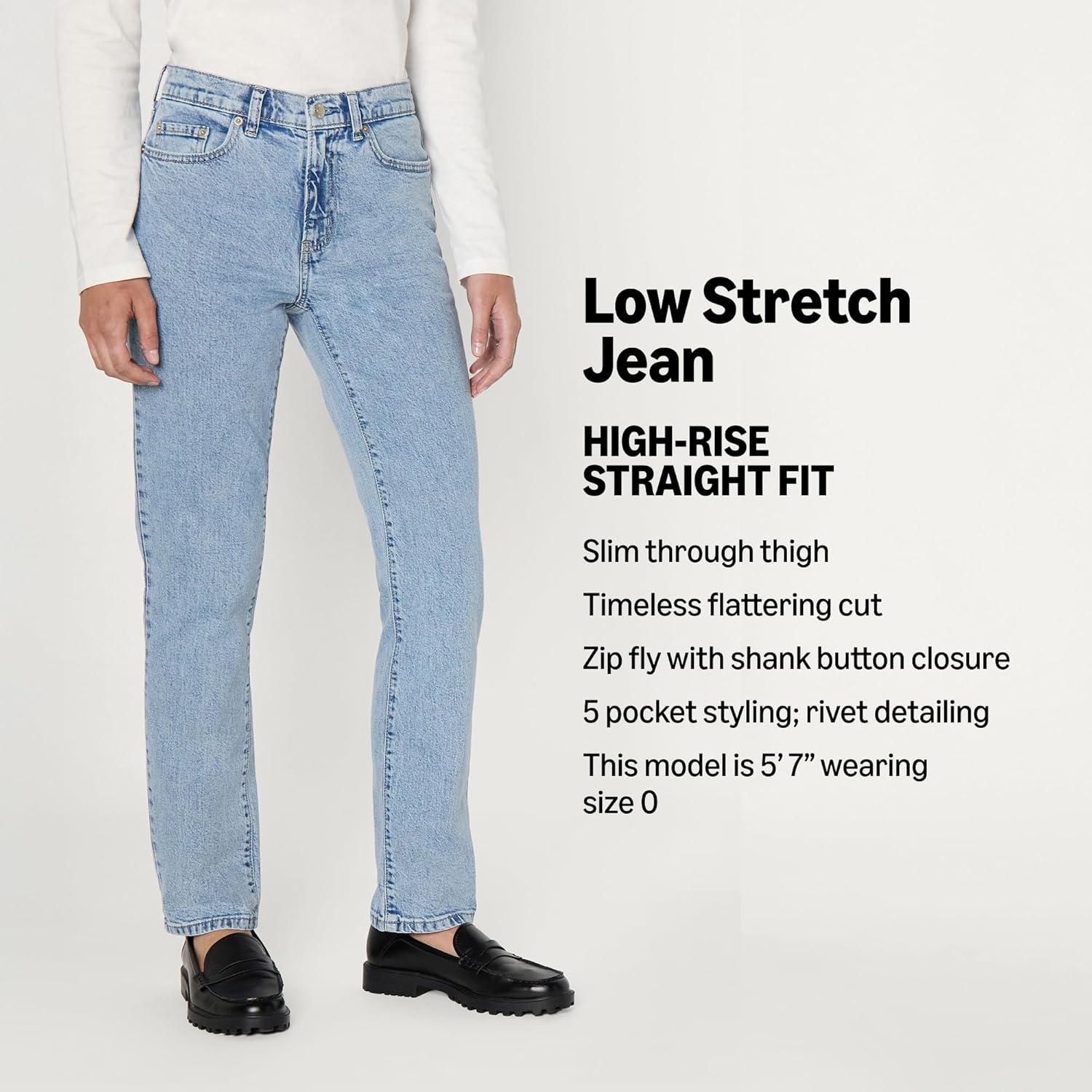 imageAmazon Essentials Womens HighRise Straight Leg JeanTinted Ice Light Wash