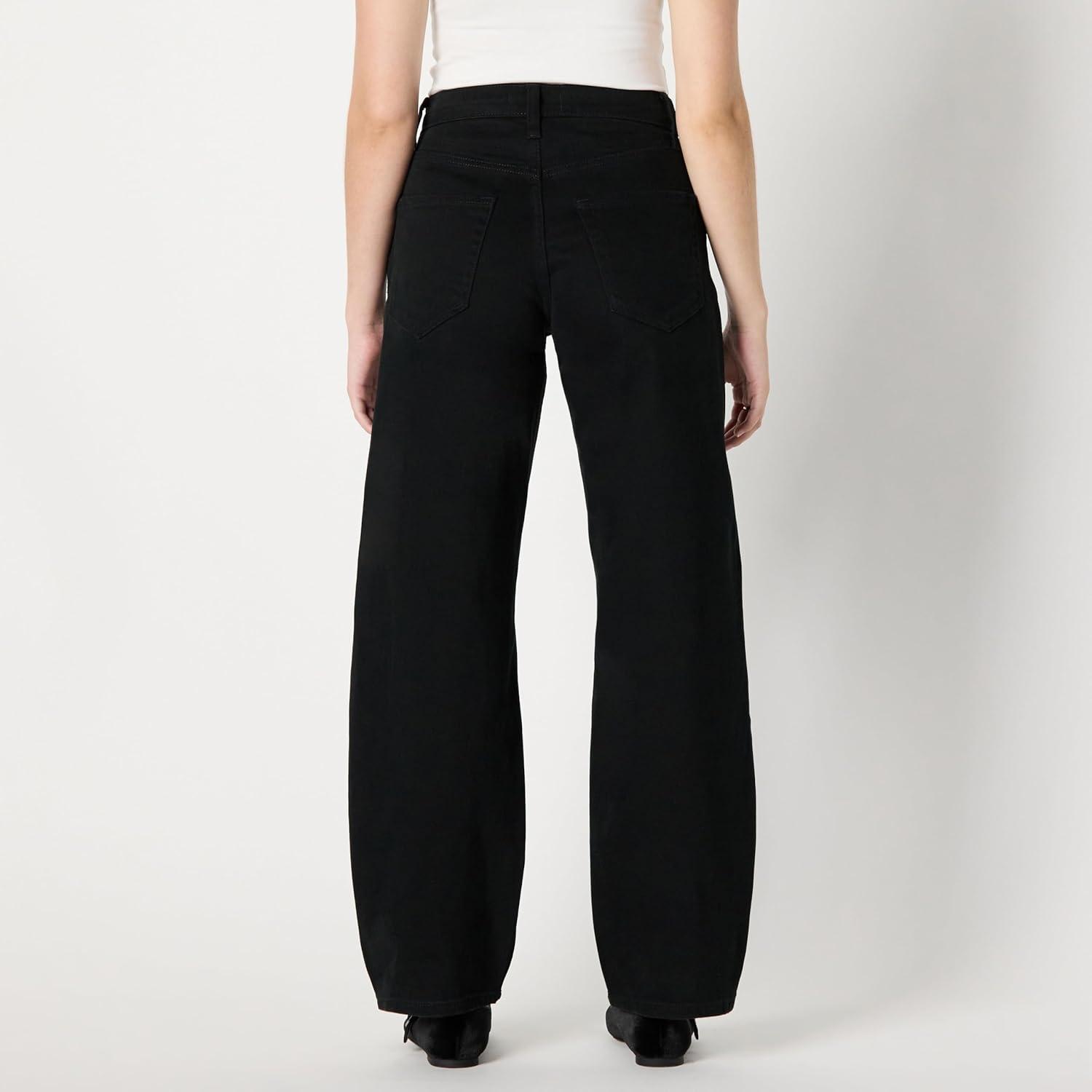 imageAmazon Essentials Womens Low Stretch HighRise Barrel Leg JeansBlack