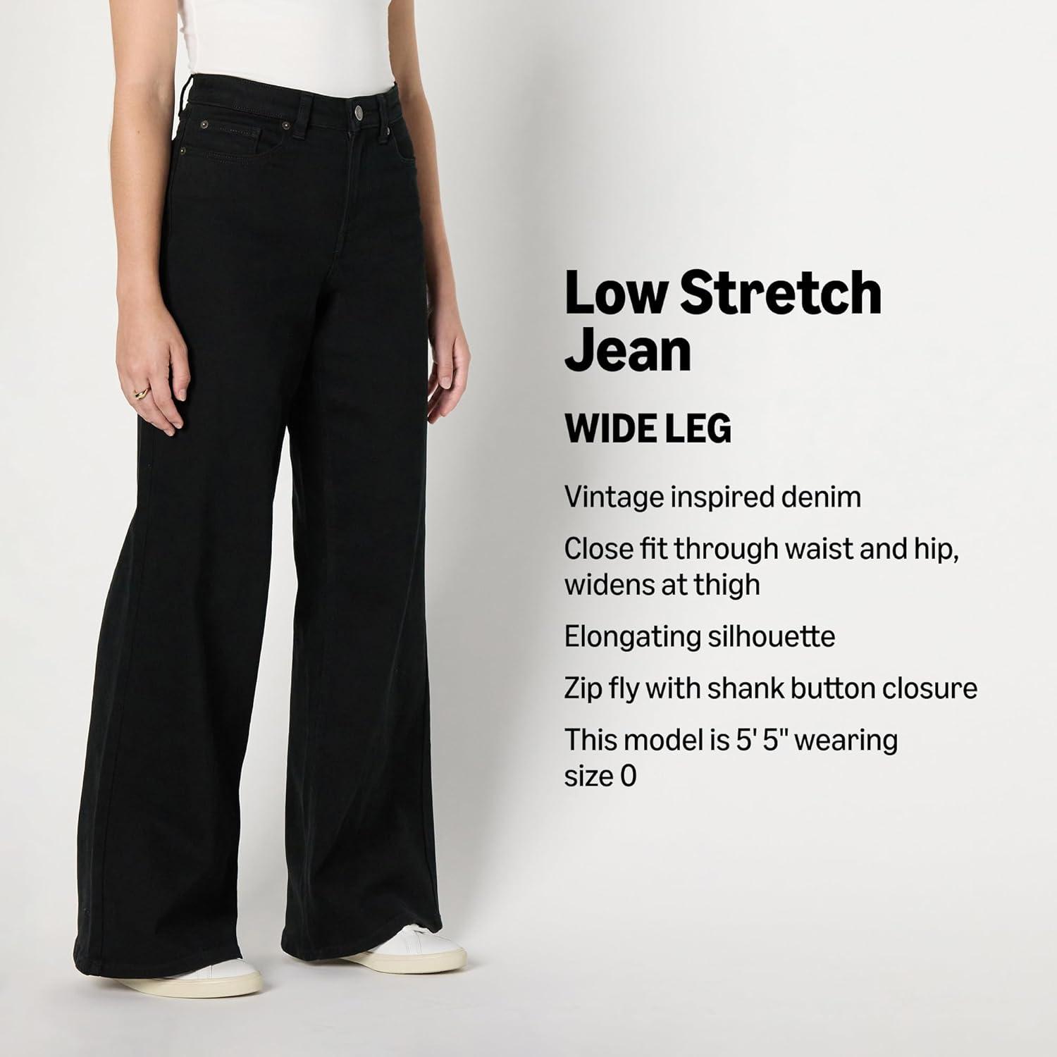 imageAmazon Essentials Womens Low Stretch HighRise Wide Leg JeanBlack