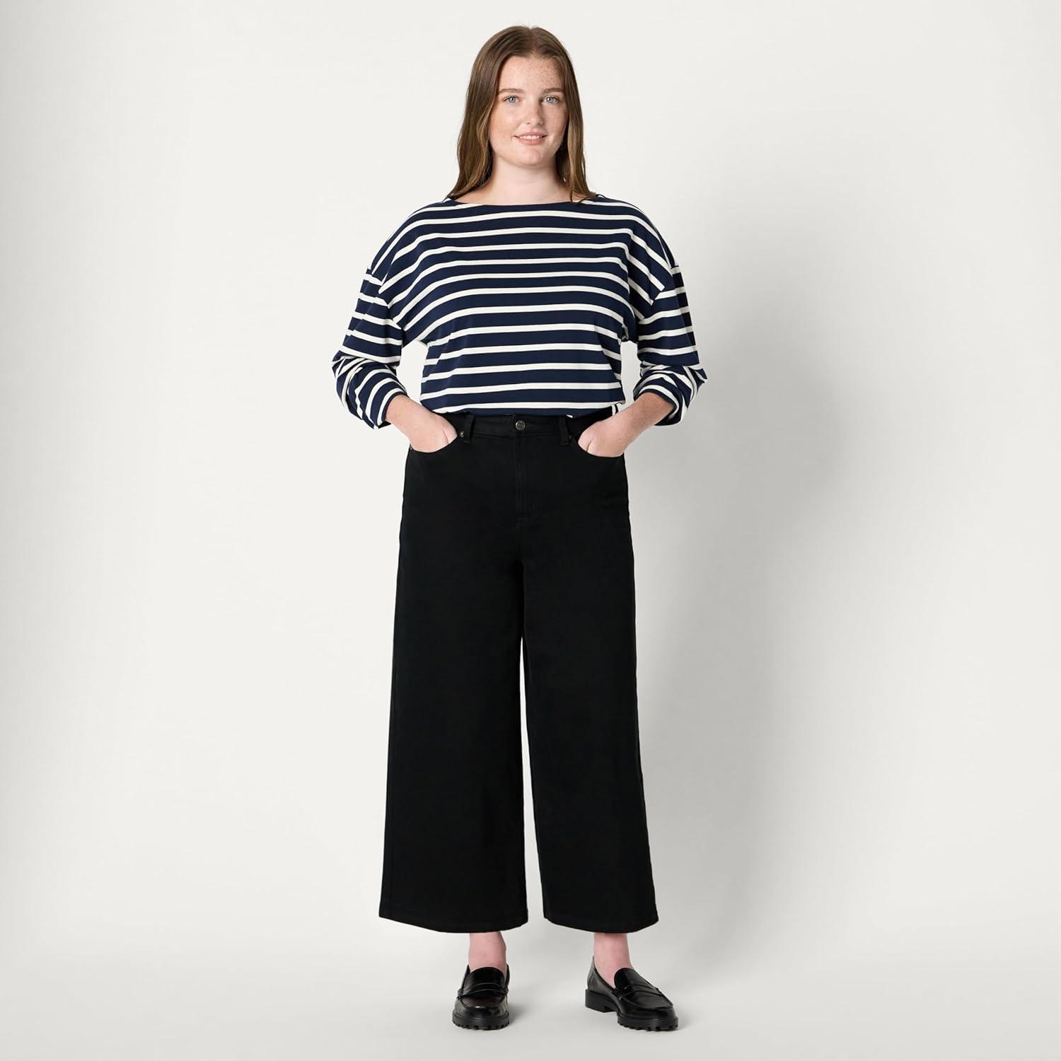 imageAmazon Essentials Womens Low Stretch HighRise Wide Leg JeanBlack