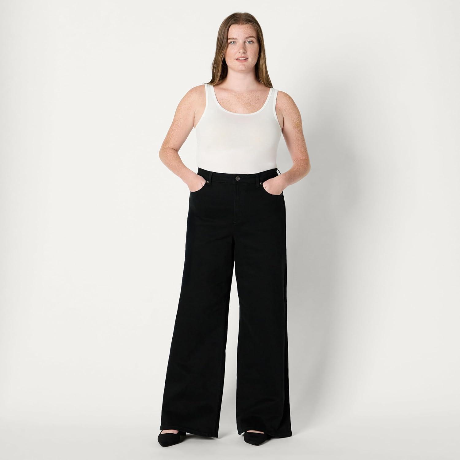 imageAmazon Essentials Womens Low Stretch HighRise Wide Leg JeanBlack