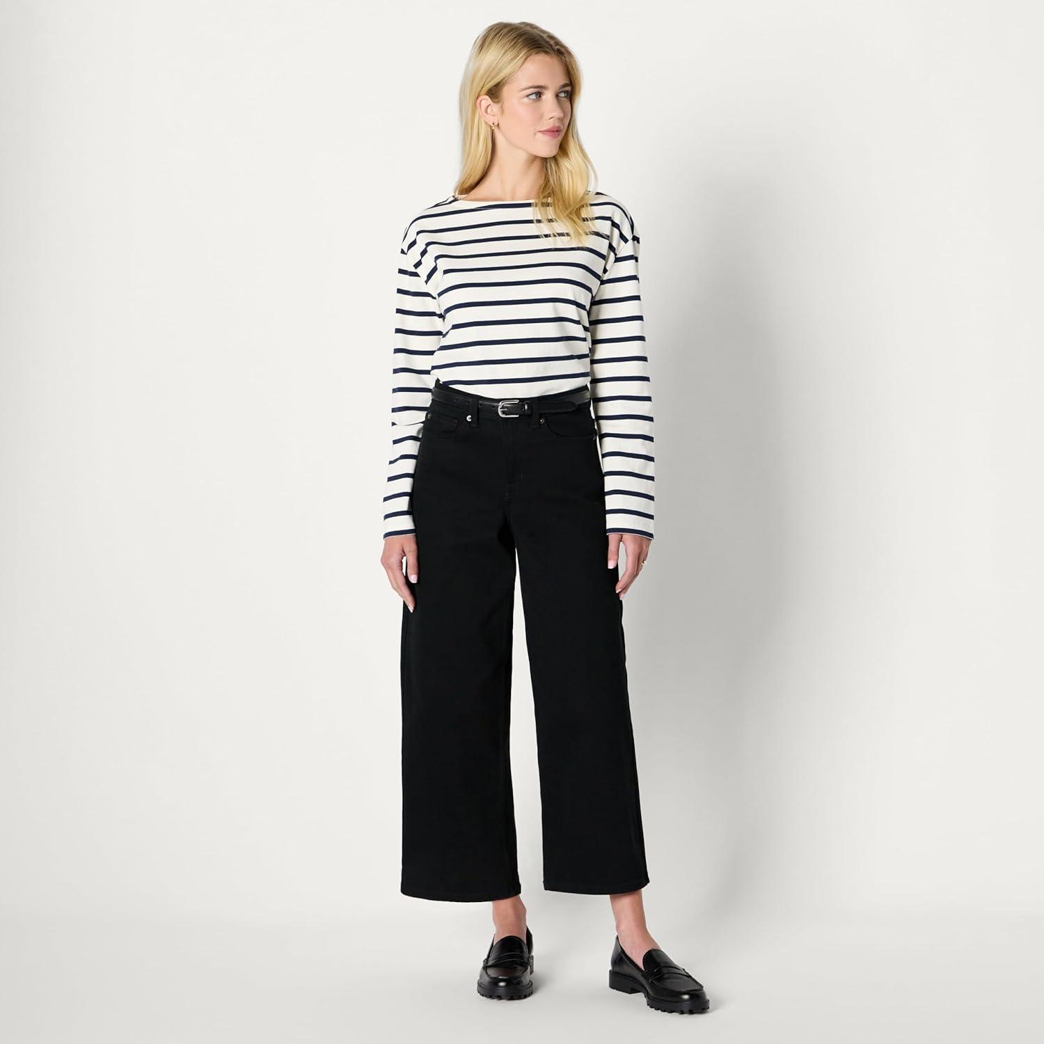 imageAmazon Essentials Womens Low Stretch HighRise Wide Leg JeanBlack