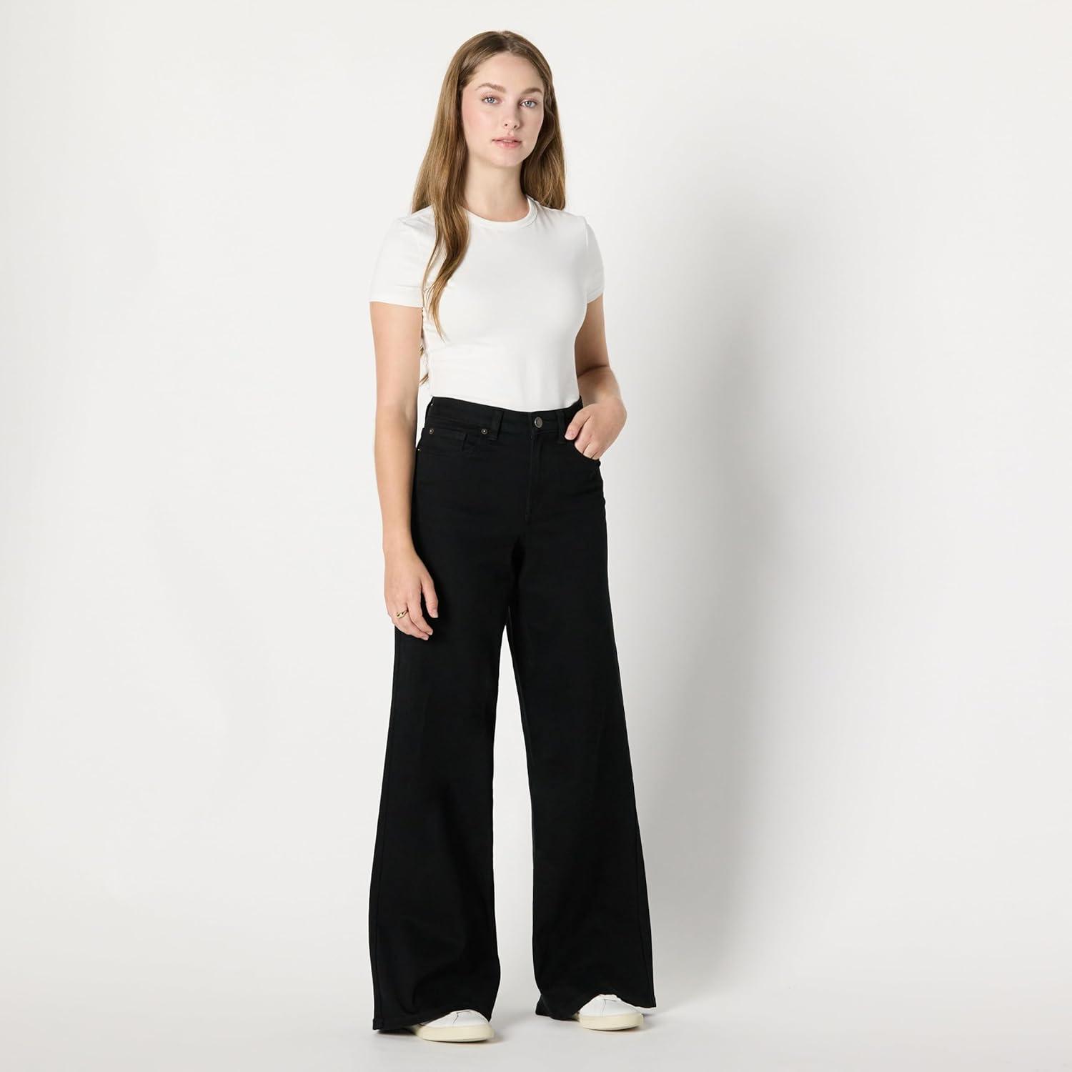 imageAmazon Essentials Womens Low Stretch HighRise Wide Leg JeanBlack