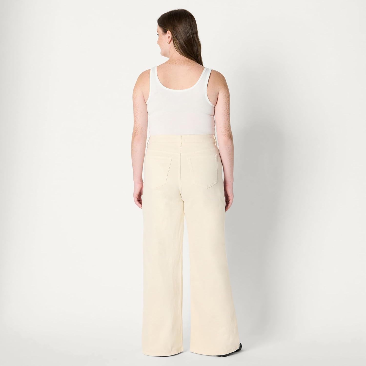 imageAmazon Essentials Womens Low Stretch HighRise Wide Leg JeanEcru