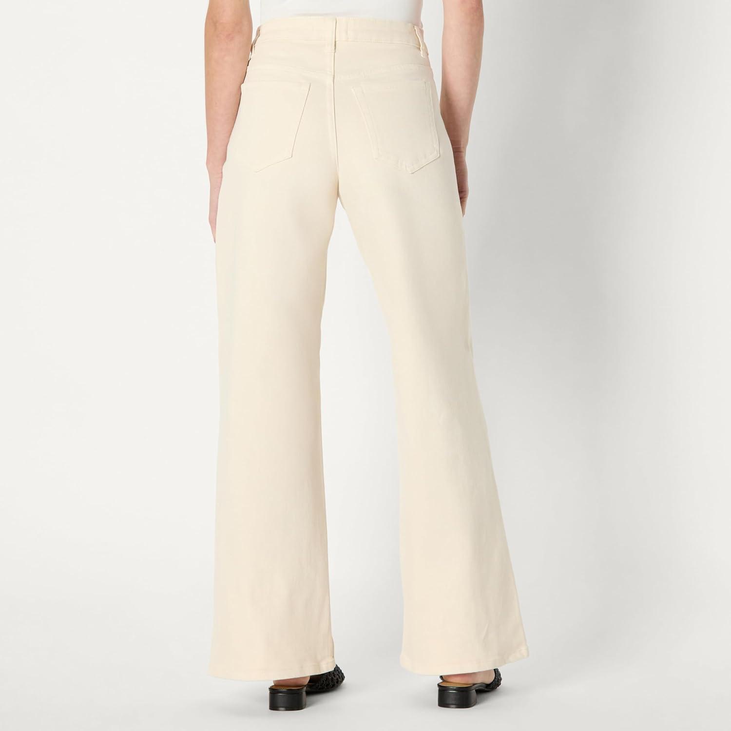 imageAmazon Essentials Womens Low Stretch HighRise Wide Leg JeanEcru