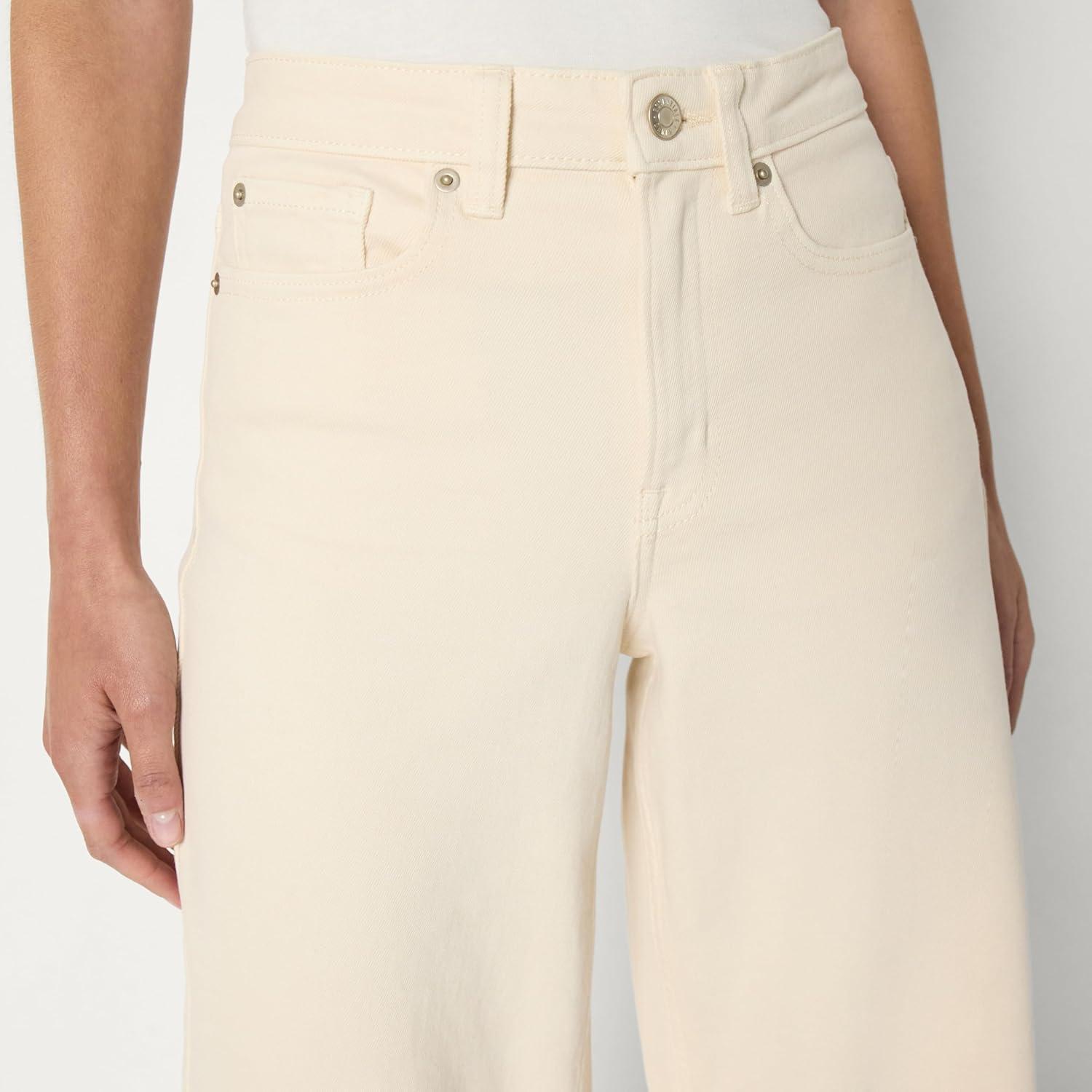 imageAmazon Essentials Womens Low Stretch HighRise Wide Leg JeanEcru