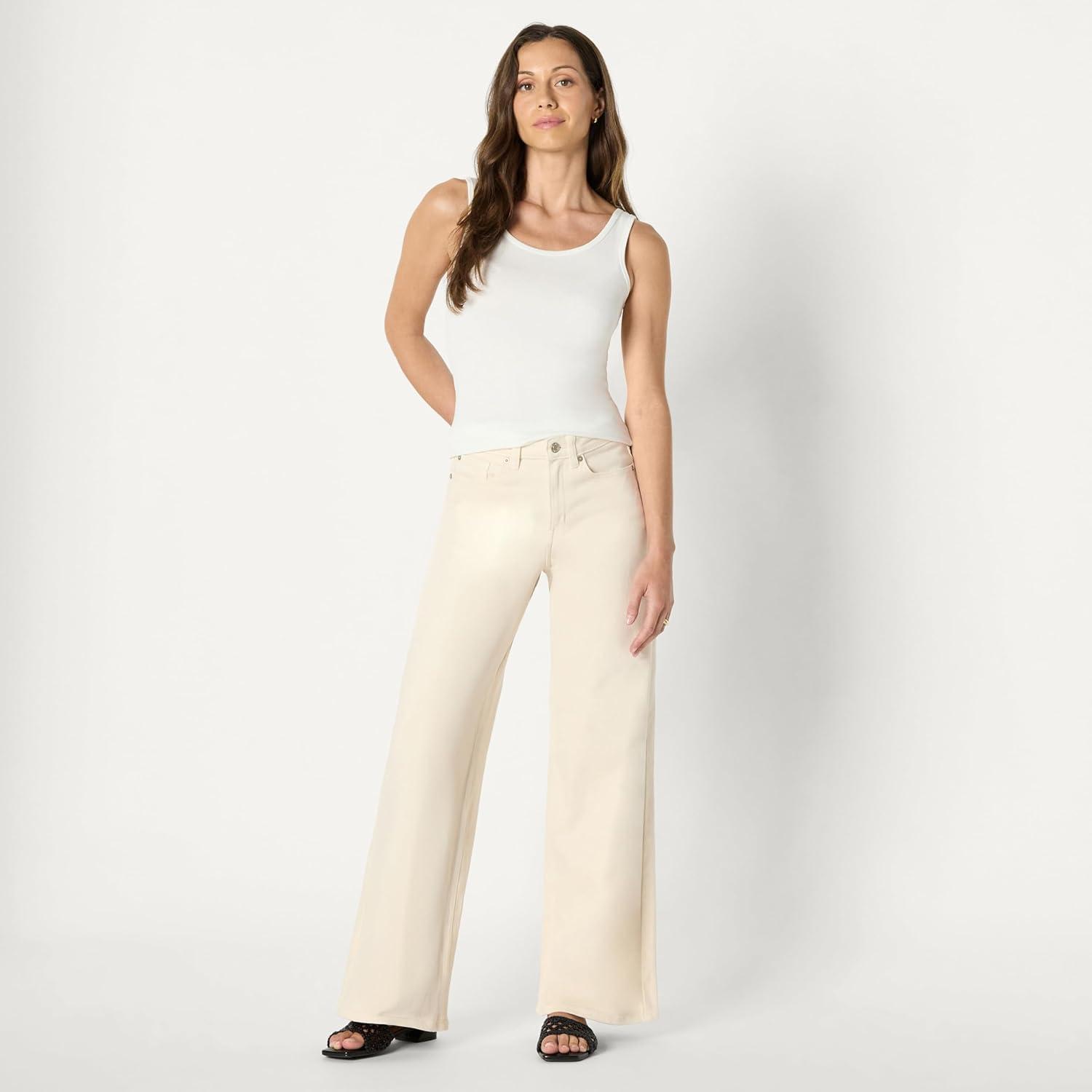 imageAmazon Essentials Womens Low Stretch HighRise Wide Leg JeanEcru