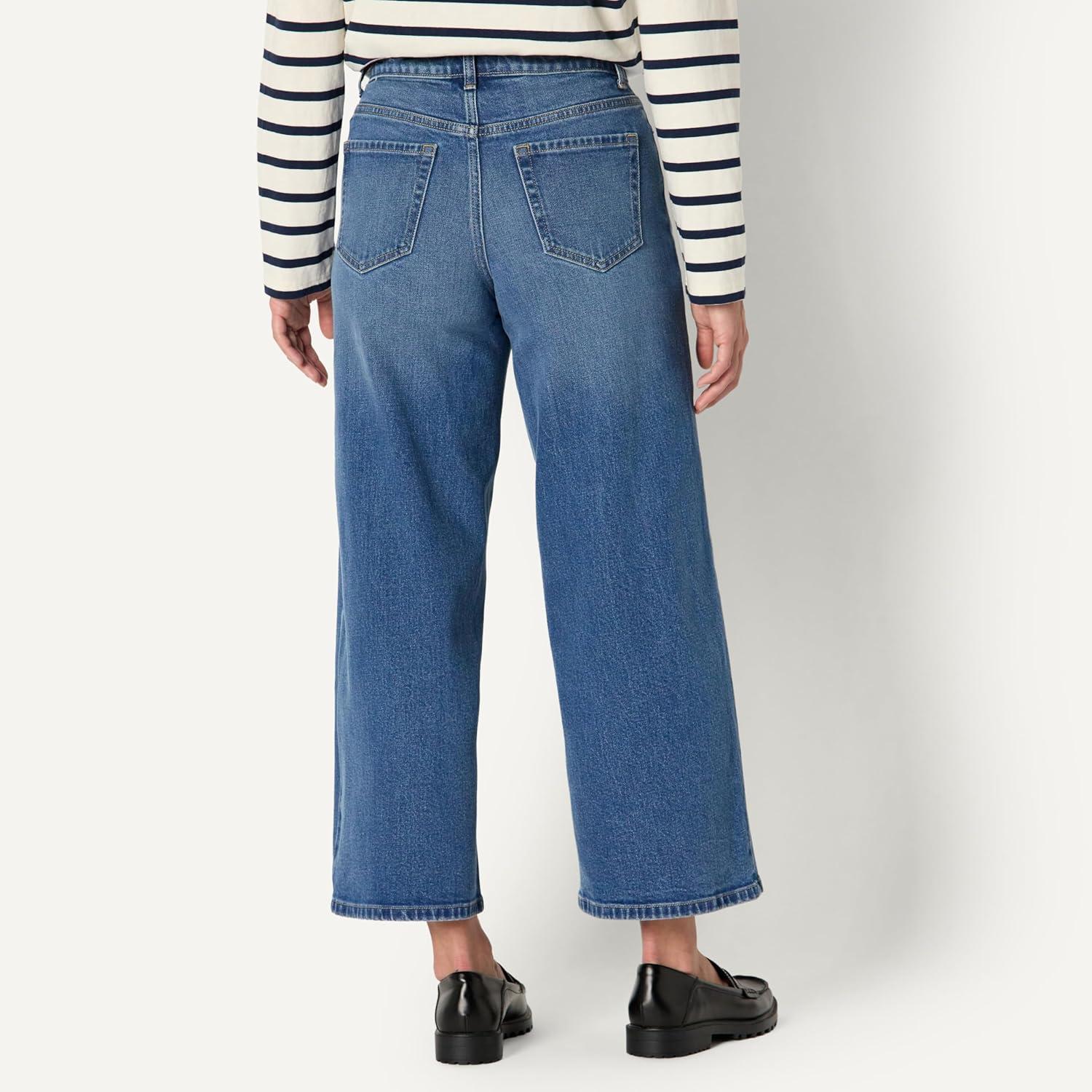 imageAmazon Essentials Womens Low Stretch HighRise Wide Leg JeanMedium Blue Vintage