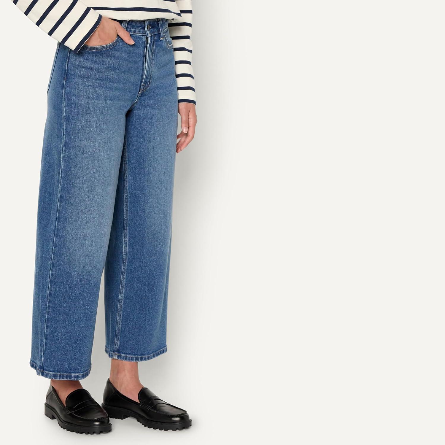 imageAmazon Essentials Womens Low Stretch HighRise Wide Leg JeanMedium Blue Vintage