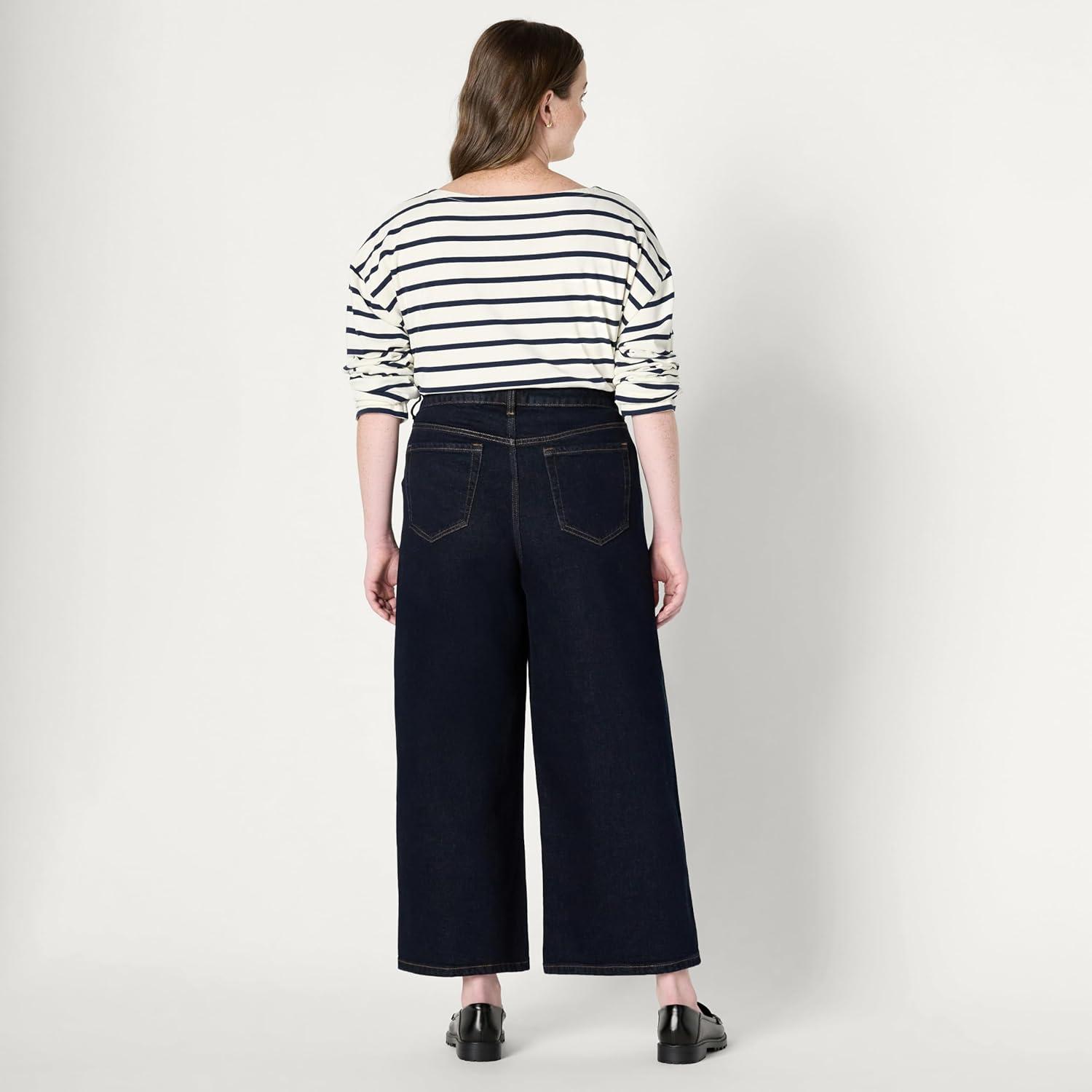 imageAmazon Essentials Womens Low Stretch HighRise Wide Leg JeanRinse