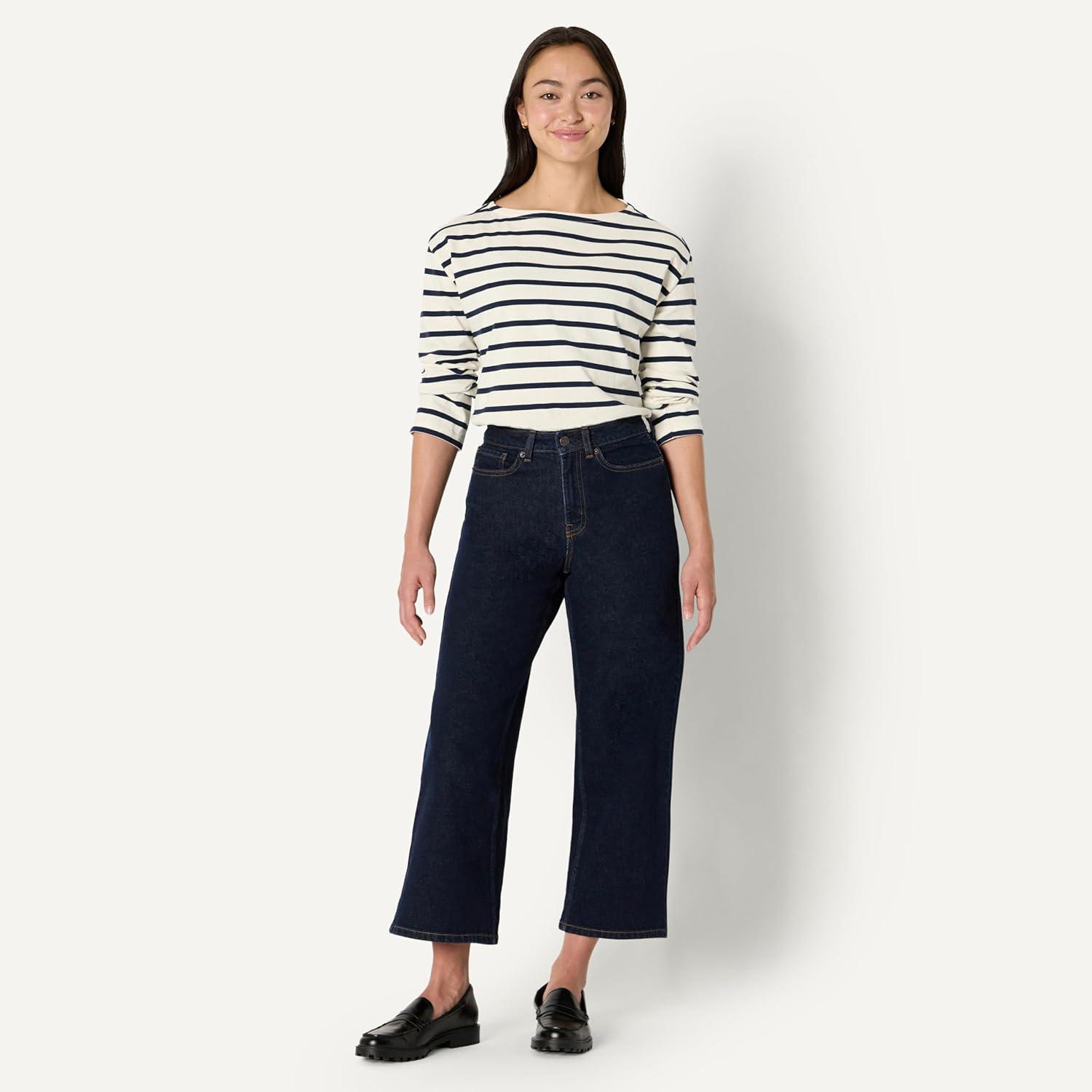 imageAmazon Essentials Womens Low Stretch HighRise Wide Leg JeanRinse