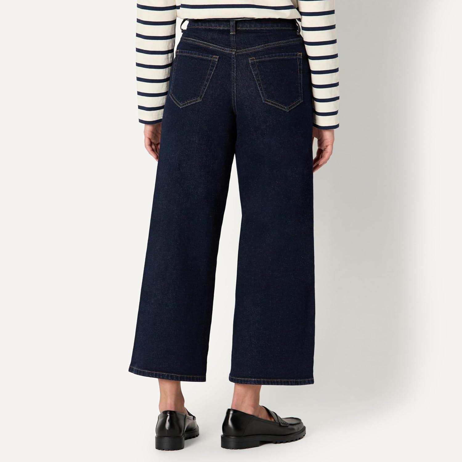 imageAmazon Essentials Womens Low Stretch HighRise Wide Leg JeanRinse