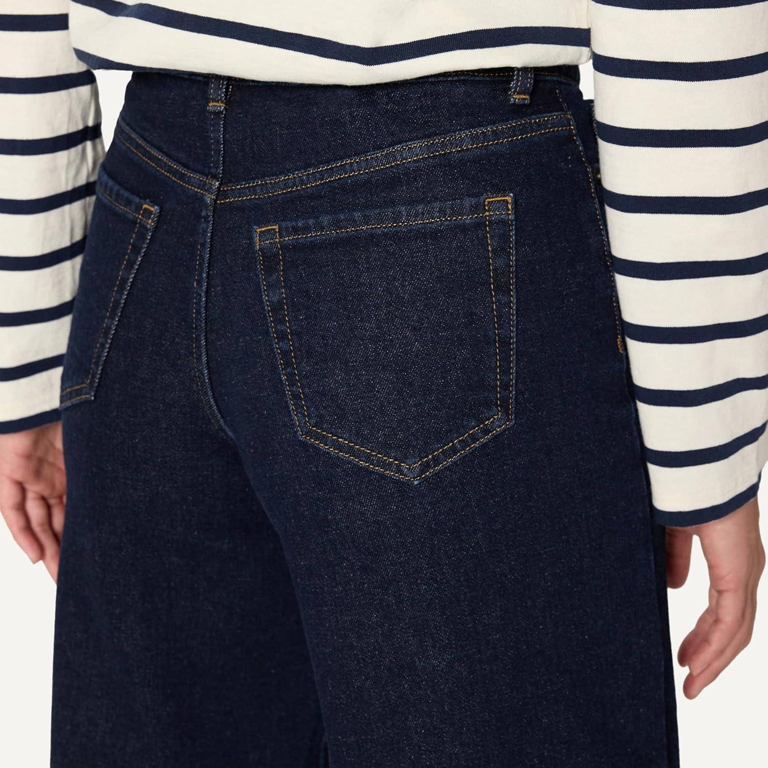 imageAmazon Essentials Womens Low Stretch HighRise Wide Leg JeanRinse