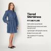imageAmazon Essentials Womens Fit and Flare Denim Chambray LongSleeve Tiered ShirtdressClassic Medium Wash