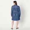imageAmazon Essentials Womens Fit and Flare Denim Chambray LongSleeve Tiered ShirtdressClassic Medium Wash