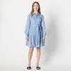 imageAmazon Essentials Womens Fit and Flare Denim Chambray LongSleeve Tiered ShirtdressIced Blue Light Wash