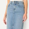 imageAmazon Essentials Womens Low Stretch RegularFit HighRise Long Jean SkirtAuthentic Medium Wash