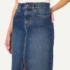 imageAmazon Essentials Womens Low Stretch RegularFit HighRise Long Jean SkirtStone Dark Wash