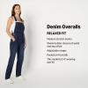 imageAmazon Essentials Womens Medium Stretch Denim RelaxedFit Straight Leg OverallsDark Midnight Wash