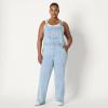 imageAmazon Essentials Womens Medium Stretch Denim RelaxedFit Straight Leg OverallsIced Blue Light Wash