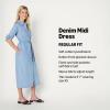 imageAmazon Essentials Womens RegularFit Denim Chambray LongSleeve ButtonUp Midi DressIced Blue Light Wash