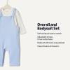 imageAmazon Essentials x Sofia Grainge Unisex Babies Velour Overall and Long Sleeve Bodysuit Set Pack of 2IvoryLight Blue