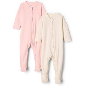imageAmazon Essentials x Sofia Grainge Unisex Babies Cotton Footed Sleep and Play Bodysuit Pack of 2IvoryPink