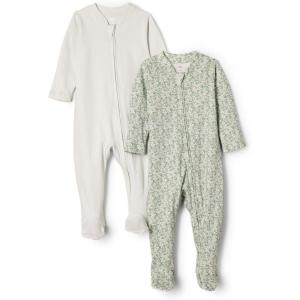 imageAmazon Essentials x Sofia Grainge Unisex Babies Cotton Footed Sleep and Play Bodysuit Pack of 2Pale GreenPosey Floral
