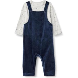 imageAmazon Essentials x Sofia Grainge Unisex Babies Velour Overall and Long Sleeve Bodysuit Set Pack of 2NavySheep