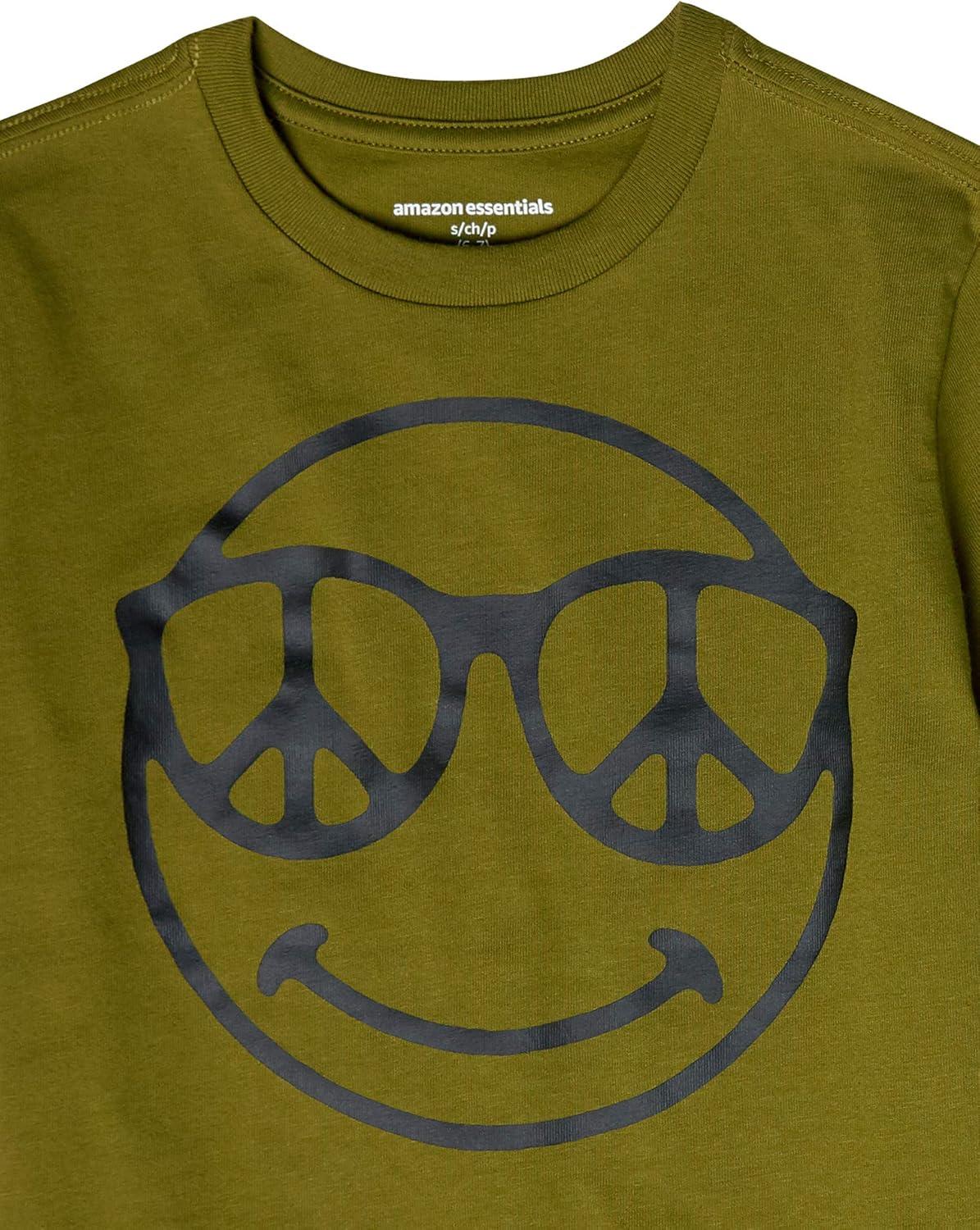 imageAmazon Essentials Boys ShortSleeve TShirtsBlack CactusBlueGreen StripeNeonOlive