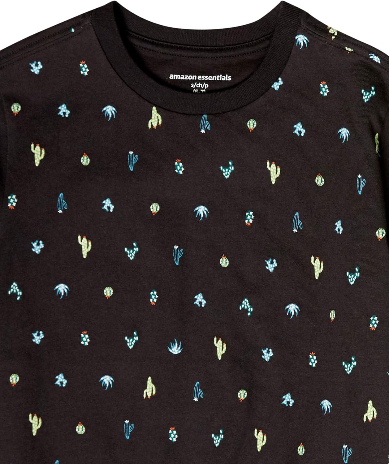 imageAmazon Essentials Boys ShortSleeve TShirtsBlack CactusBlueGreen StripeNeonOlive