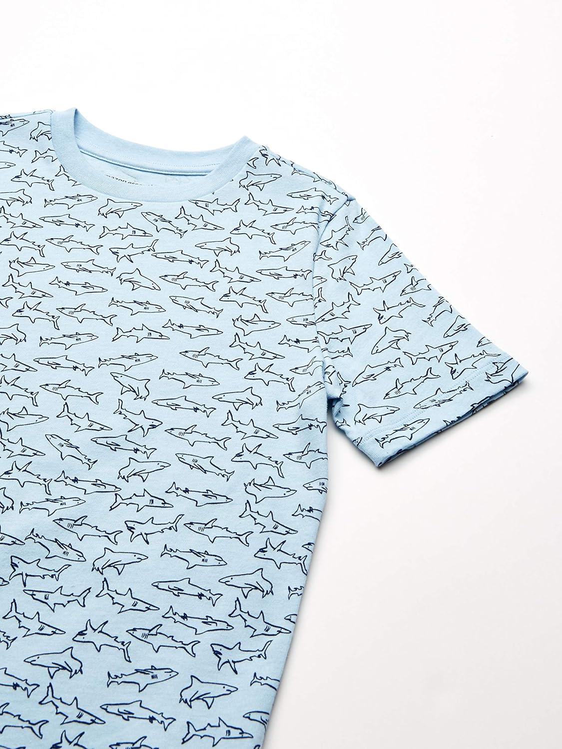 imageAmazon Essentials Boys ShortSleeve TShirtsBlue SharkNavyOrange