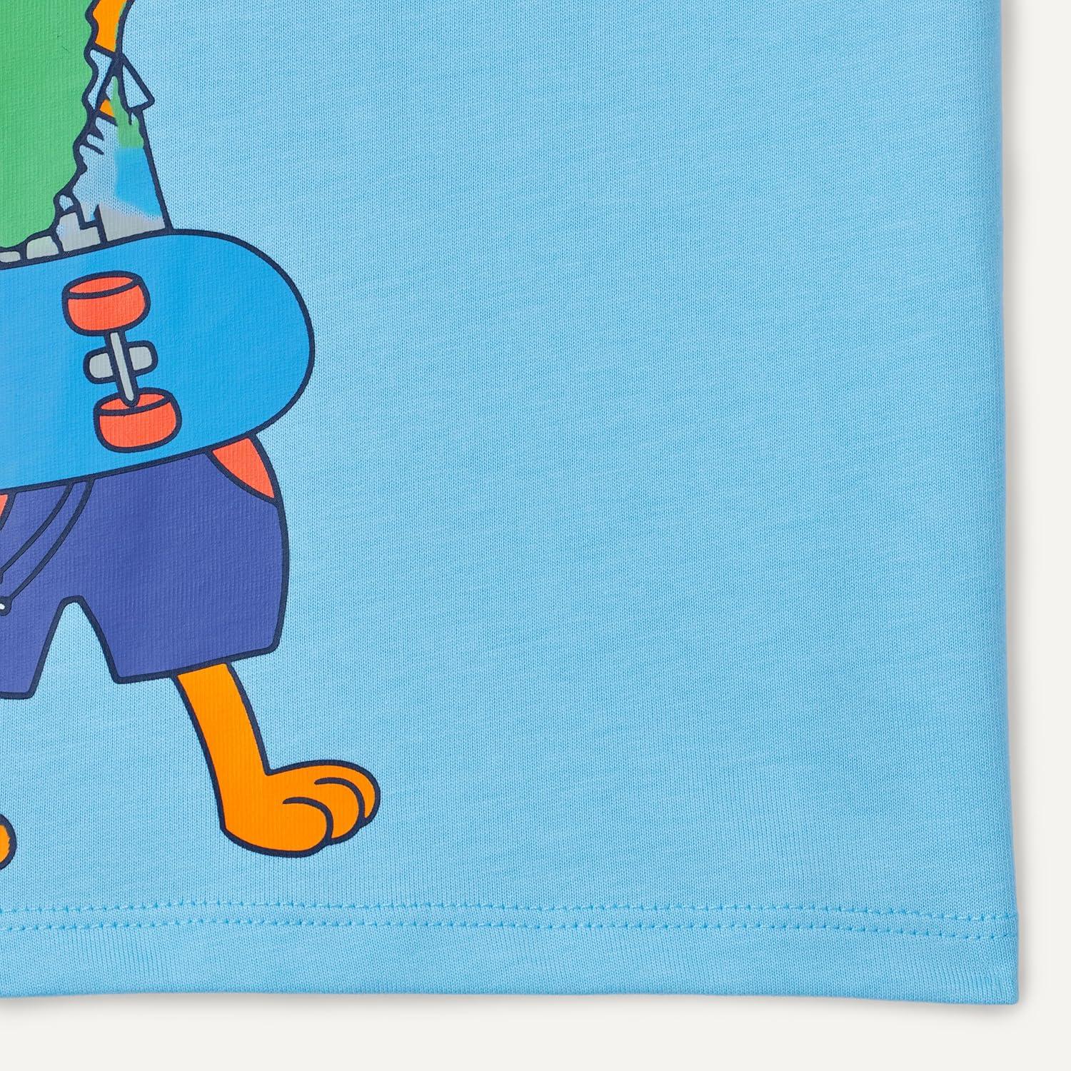 imageAmazon Essentials Boys ShortSleeve TShirtsLight Blue Skater Dog