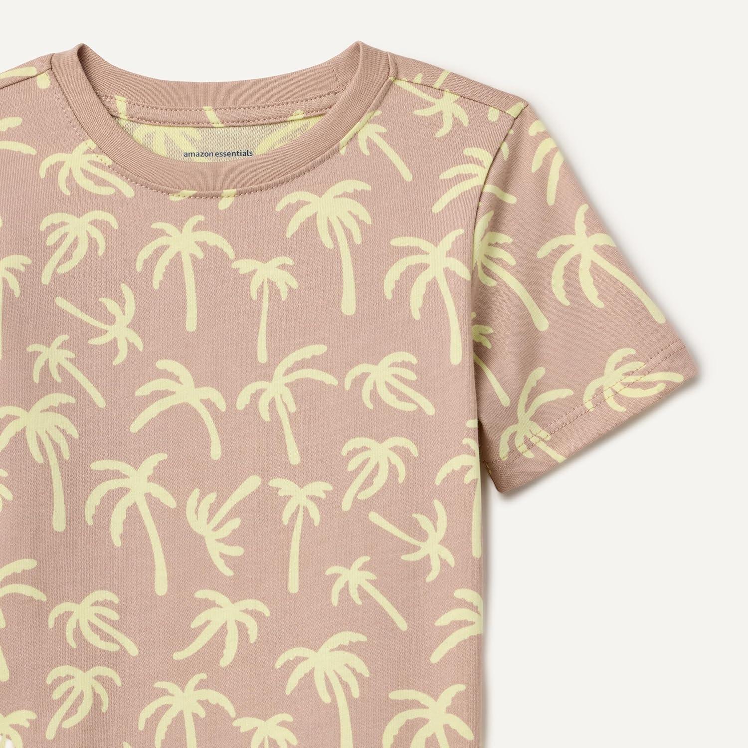 imageAmazon Essentials Boys ShortSleeve TShirtsMushroom Brown Palms