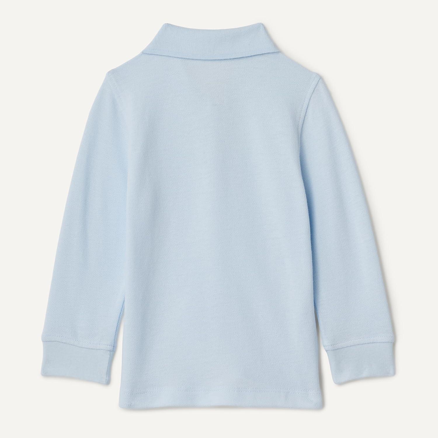 imageAmazon Essentials Boys and Toddlers LongSleeve Pique Polo Shirts MultipacksLight Blue