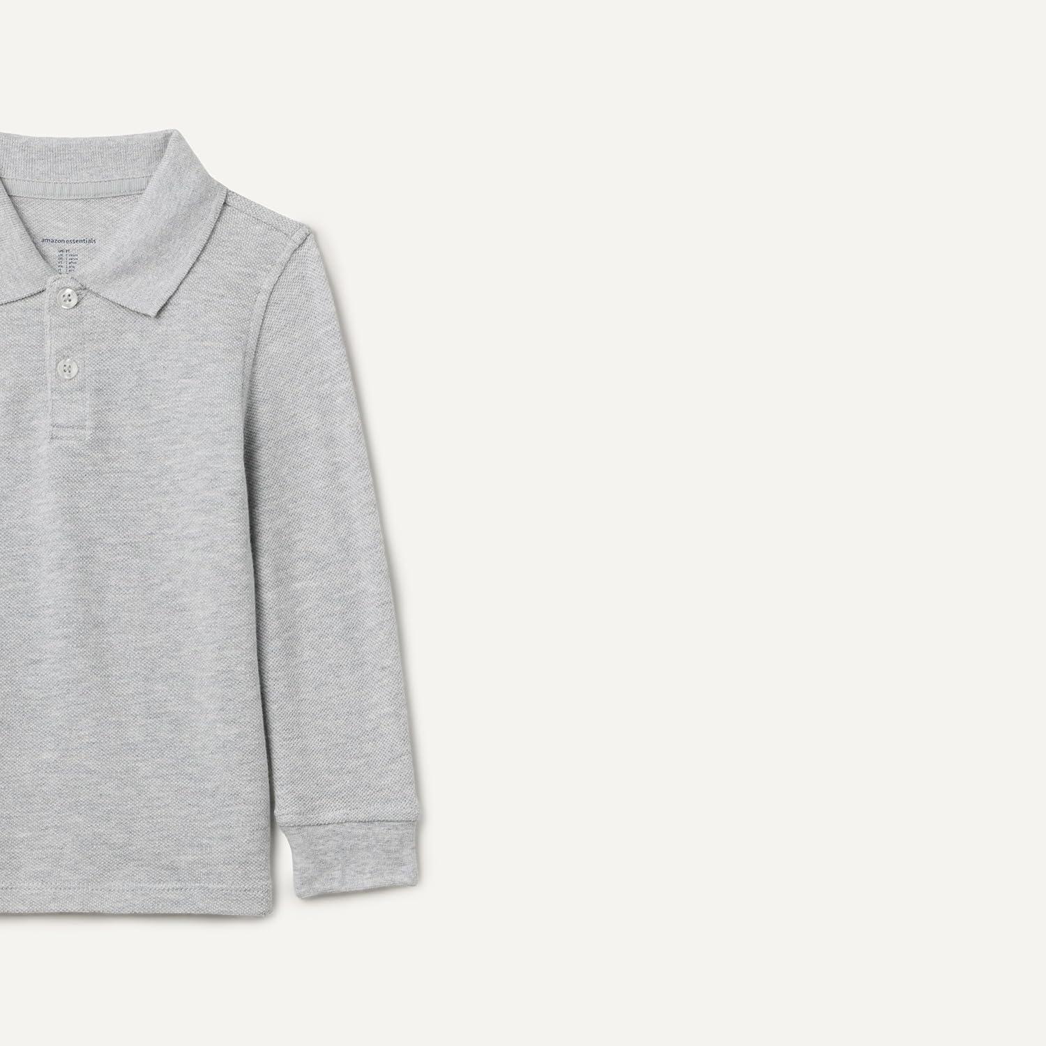 imageAmazon Essentials Boys and Toddlers LongSleeve Pique Polo Shirts MultipacksLight Grey Heather