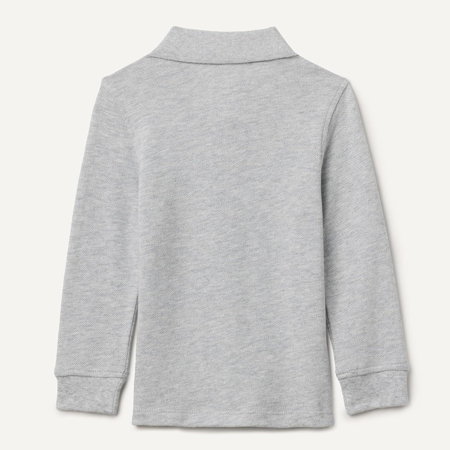 imageAmazon Essentials Boys and Toddlers LongSleeve Pique Polo Shirts MultipacksLight Grey Heather