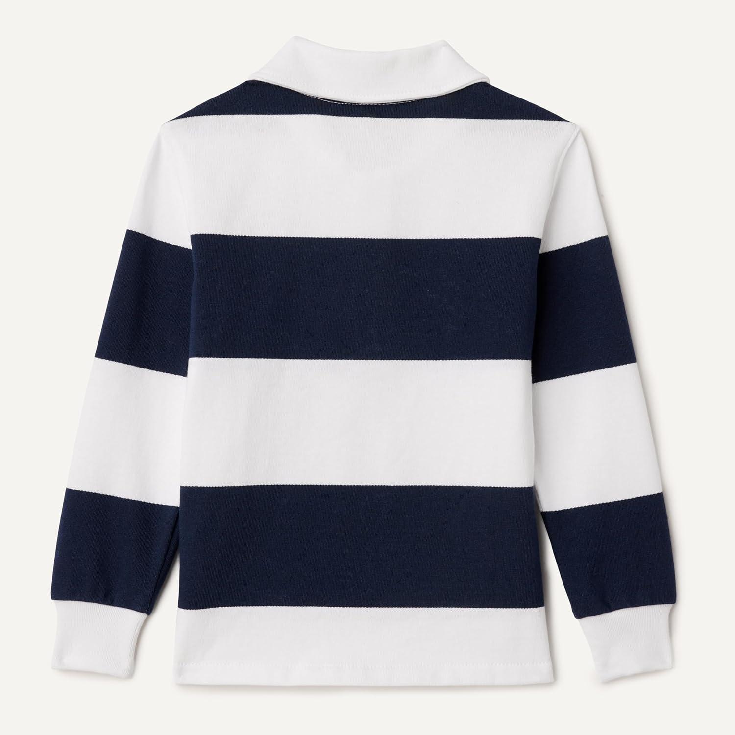 imageAmazon Essentials Boys and Toddlers Rugby Polo ShirtNavy White Rugby Stripe