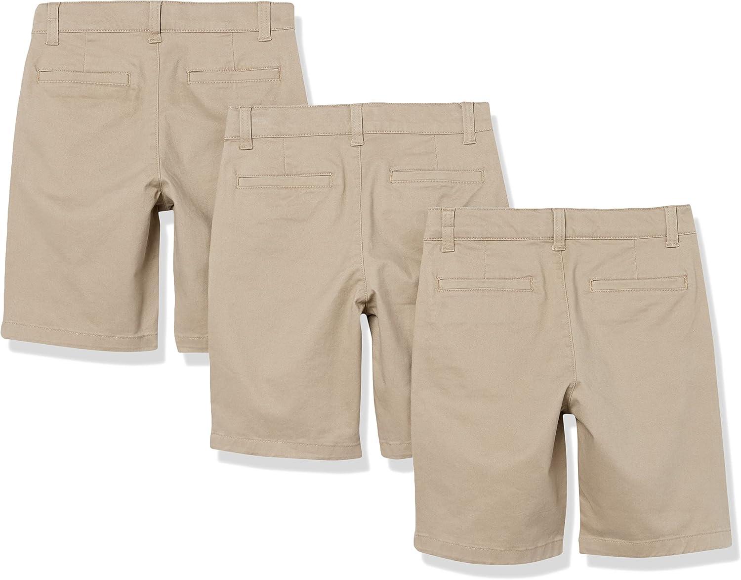 imageAmazon Essentials Boys and Toddlers Uniform Woven FlatFront Shorts  Discontinued Colors MultipacksKhaki Brown