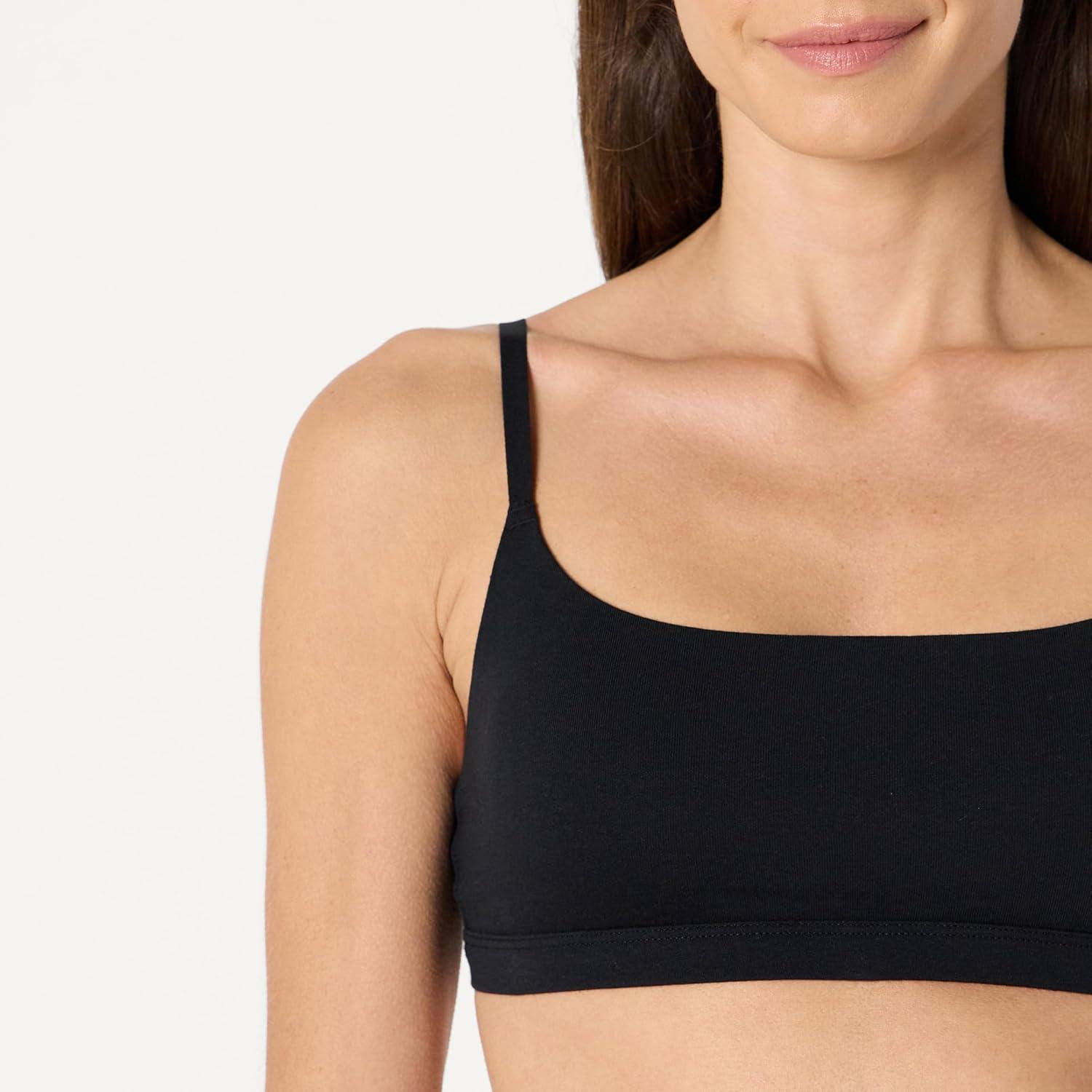 imageAmazon Essentials Womens Cotton Jersey Adjustable Scoop BraletteBlackWashed Bronze