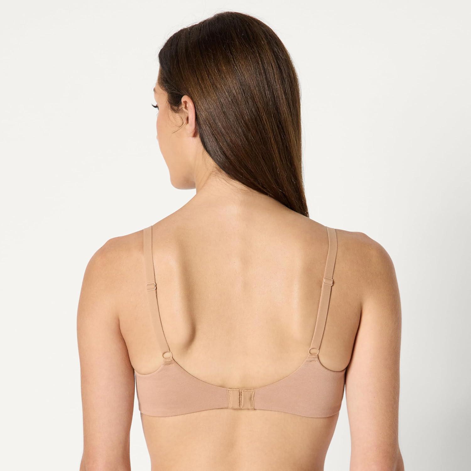 imageAmazon Essentials Womens Cotton Jersey Lined Plunge Bralette Pack of 2BlackWashed Bronze