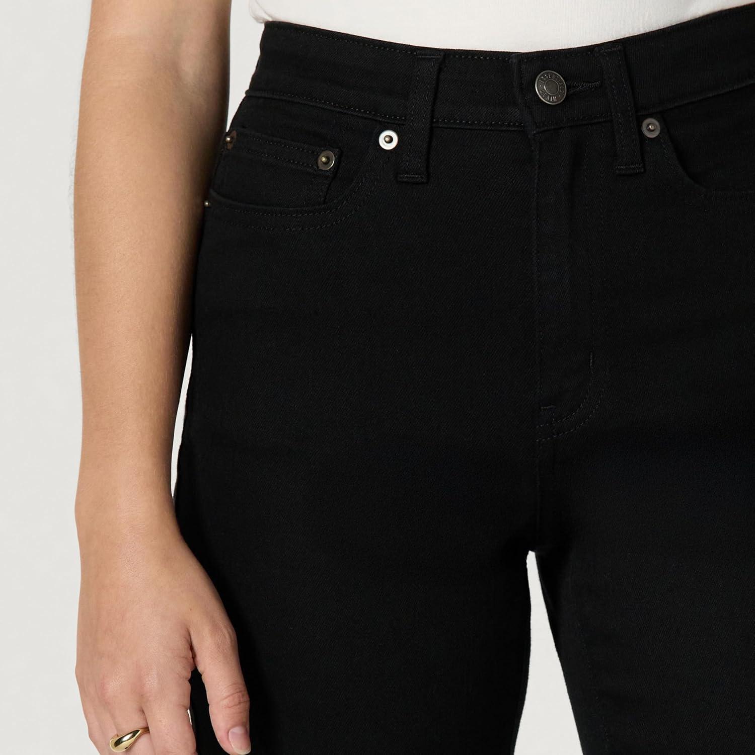 imageAmazon Essentials Womens High Stretch HighRise Flare JeansBlack